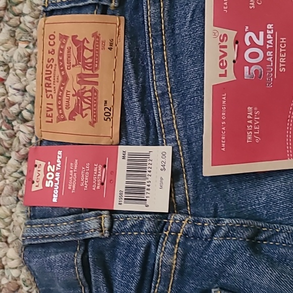 LEVIS BOYS 502 REGULAR TAPER STRETCH BLUE JEANS SIZE 4 REGULAR - Picture 10 of 12
